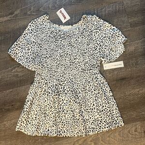 Smocked leopard print top